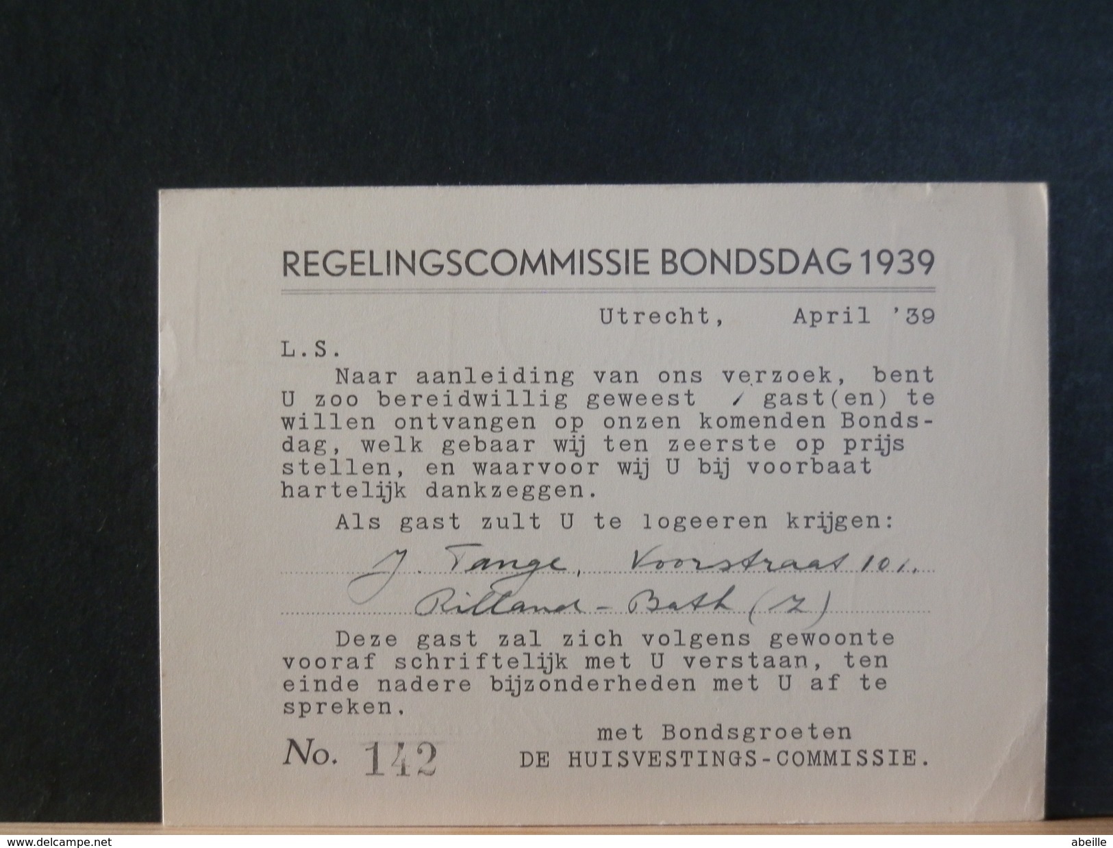 66/779   BRIEFKAART  1939  RODE STEMPELS - Briefe U. Dokumente
