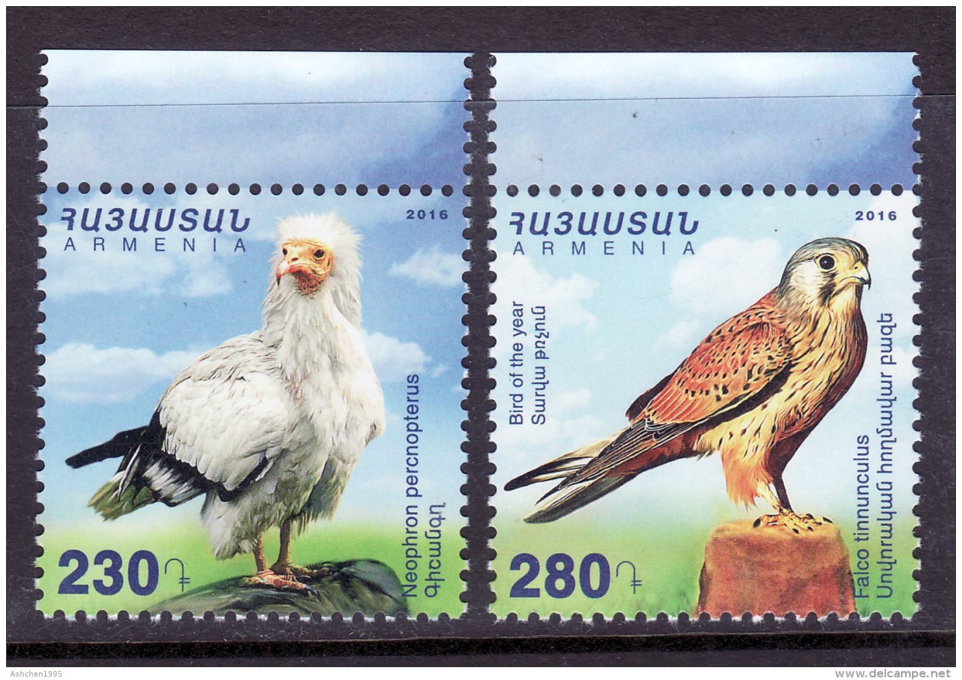 Armenien / Armenie / Armenia 2016, Eagles, Falco - Bird Of The Year, Fauna - MNH** - Armenia