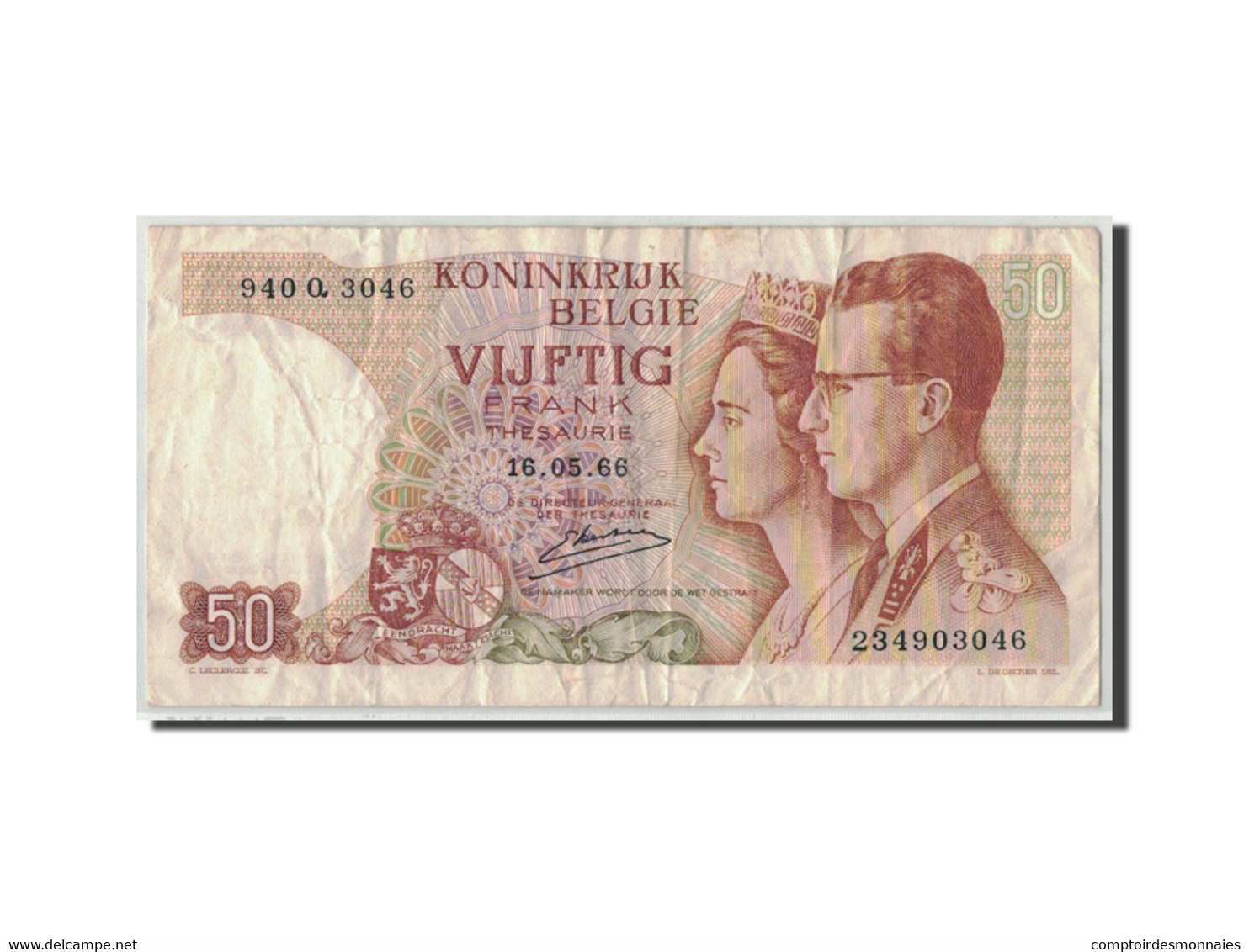 Billet, Belgique, 50 Francs, 1966, 1966-05-16, KM:139, B - 50 Francos