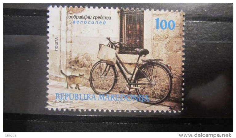 Macedonia Mazedonien 2015  MNH ** Ma 688 Transportation - Bicycle With Cat MI - Hauskatzen