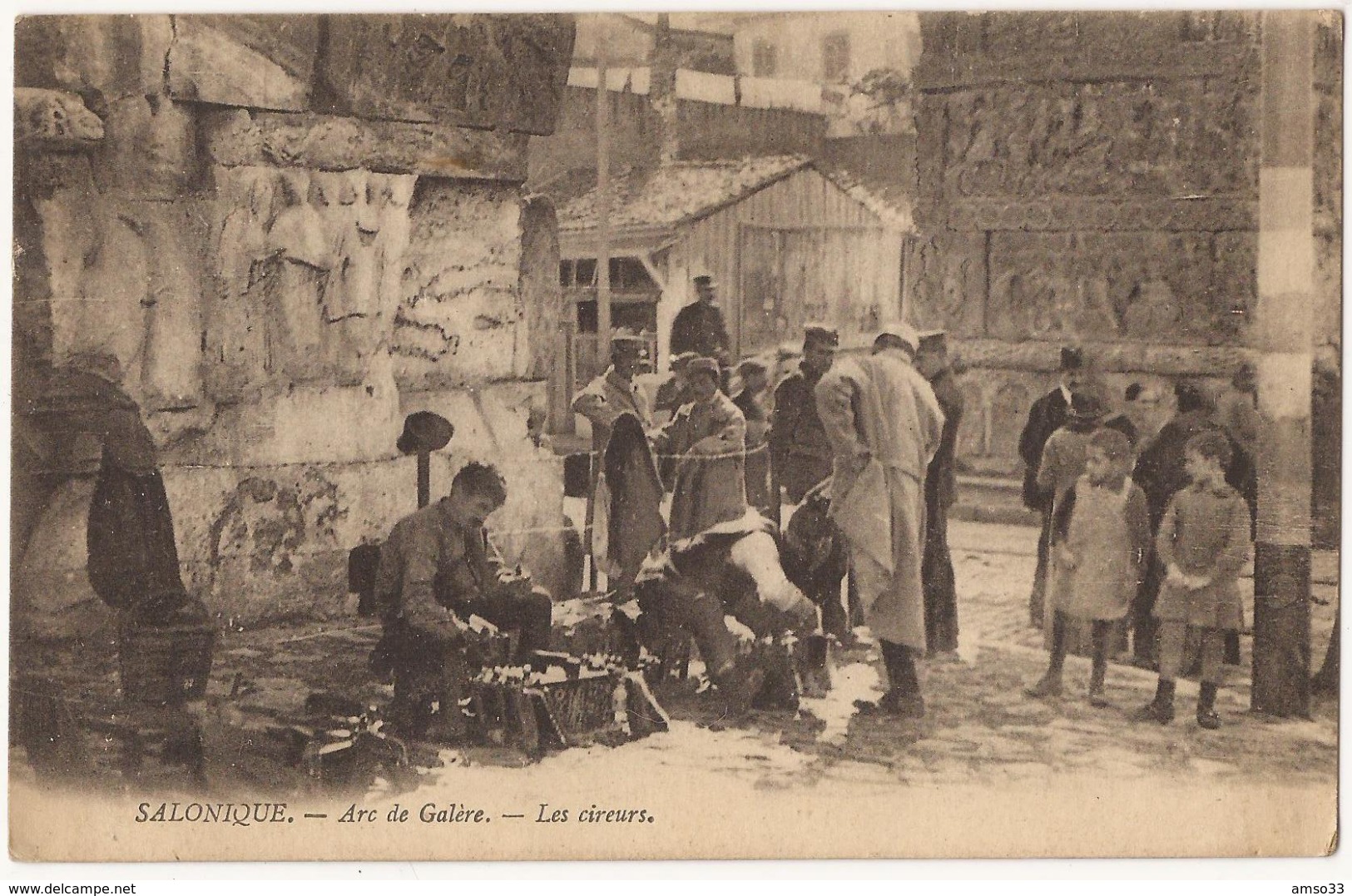 9251. CPA SALONIQUE TURQUIE. ARC DE GALERE. LES CIREURS. 1919 - Turquie
