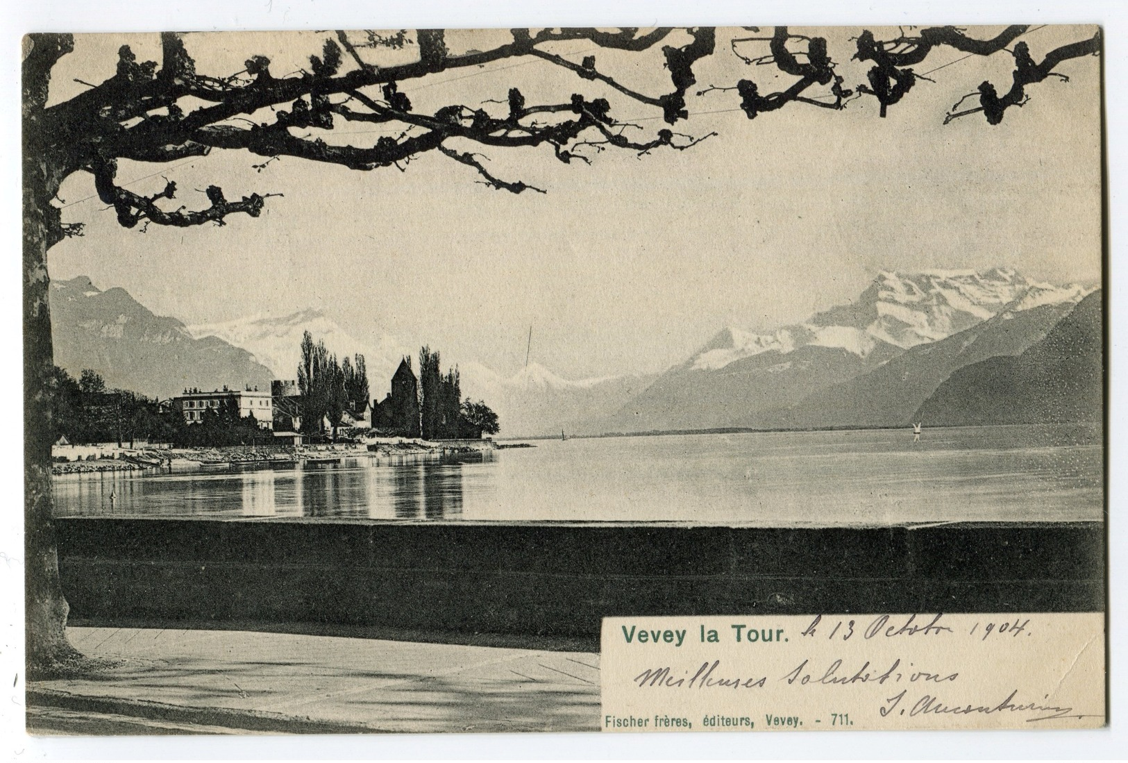 Schweiz Vevey 13.10.1904 Ansichtskarte (Bild Vevey La Tour) Mit 10Rp WZ Nach Russland - Briefe U. Dokumente