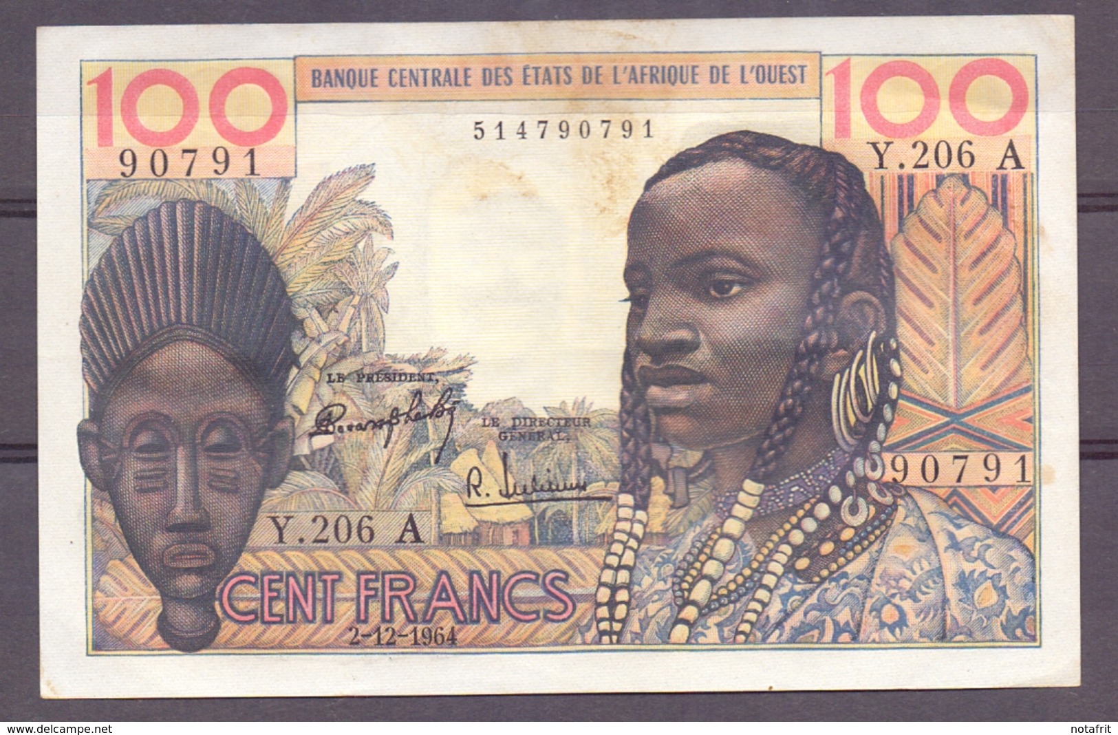 AOF Ivory Coast 100 Fr 1964  VF - États D'Afrique De L'Ouest