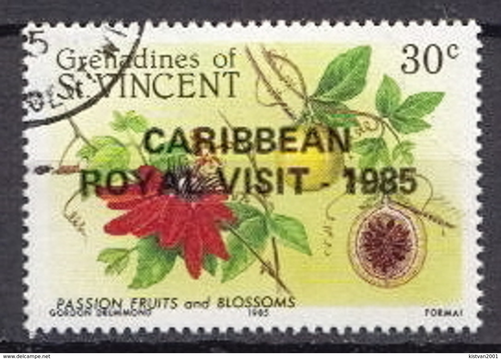 Grenadines Of St Vincent Used Stamp With Caribbean Royal Visit Overprint - Obst & Früchte