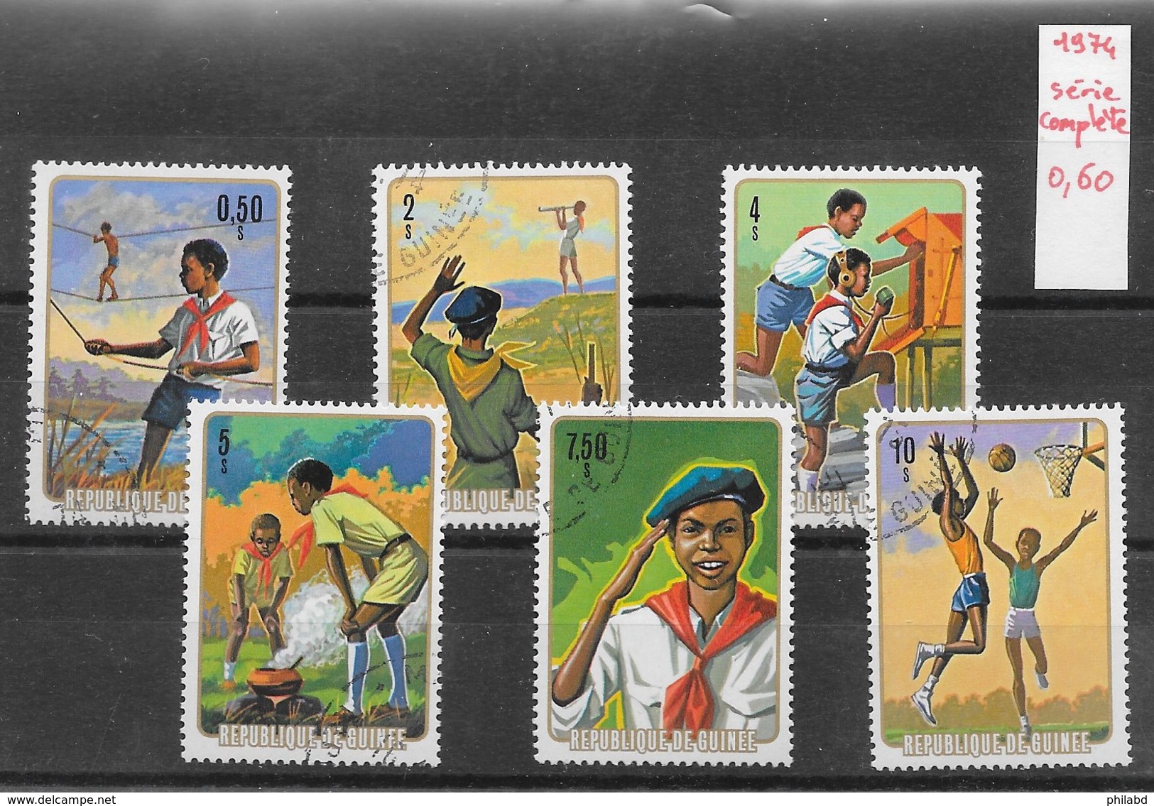 Scoutisme Enfant Jeunesse - Guinée N°533 à 538 1974 O - Gebraucht