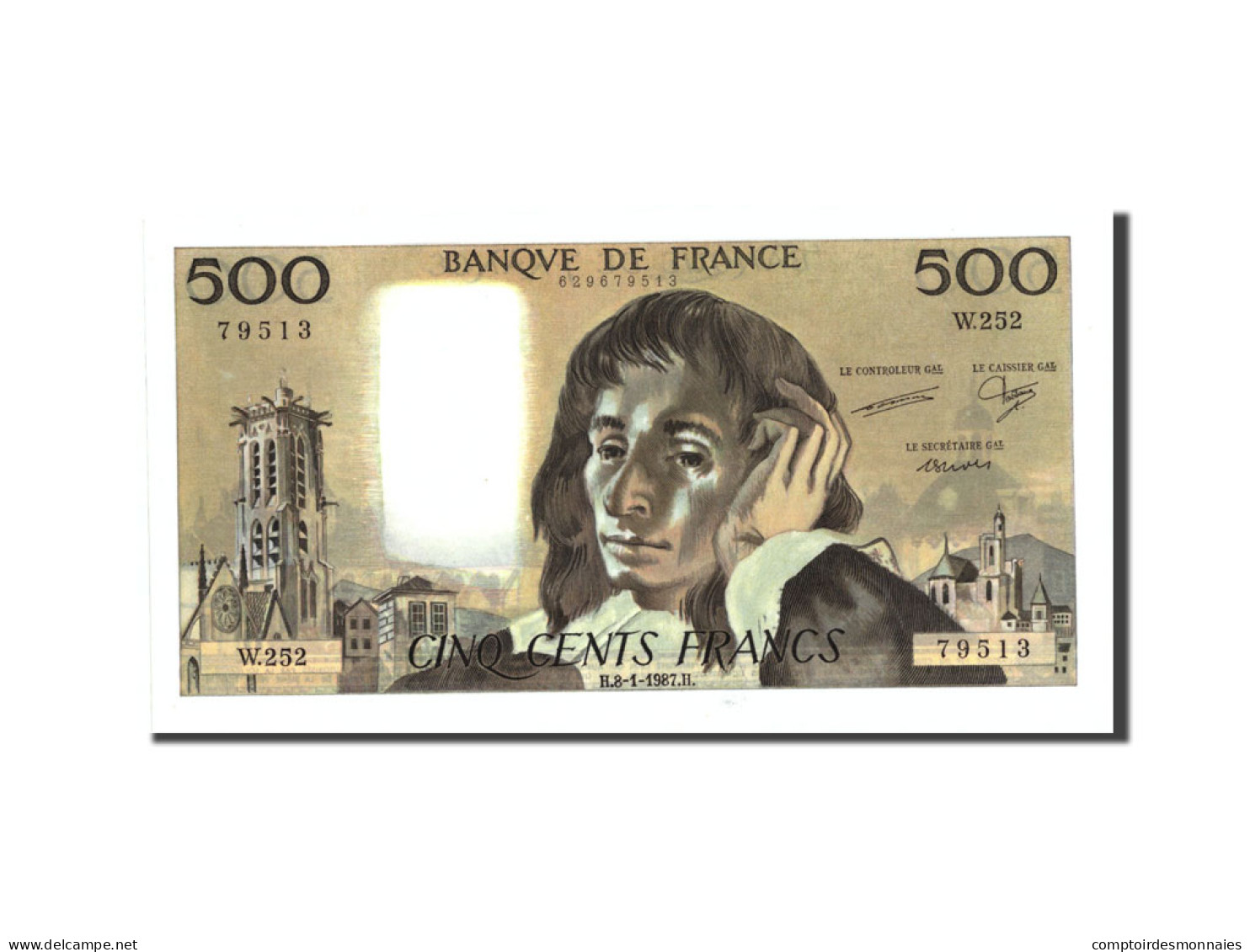 Billet, France, 500 Francs, 500 F 1968-1993 ''Pascal'', 1987, 1987-01-08, SPL+ - 500 F 1968-1993 ''Pascal''