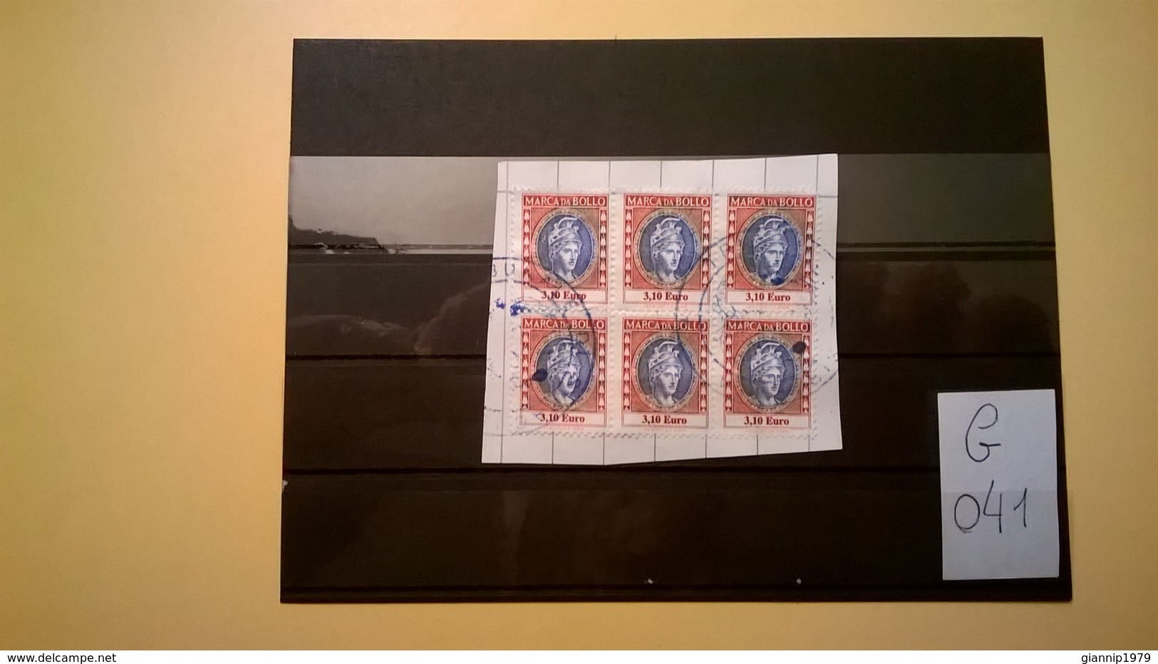 LOTTO SESTINA MARCHE DA BOLLO SU FRAMMENTO 3,10 EURO DEA ROMA - Revenue Stamps