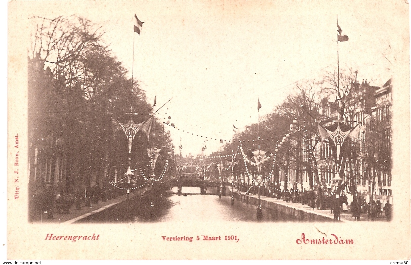 AMSTERDAM - Heerengracht , Versiering 5maart 1901 - Dos Simple - Amsterdam