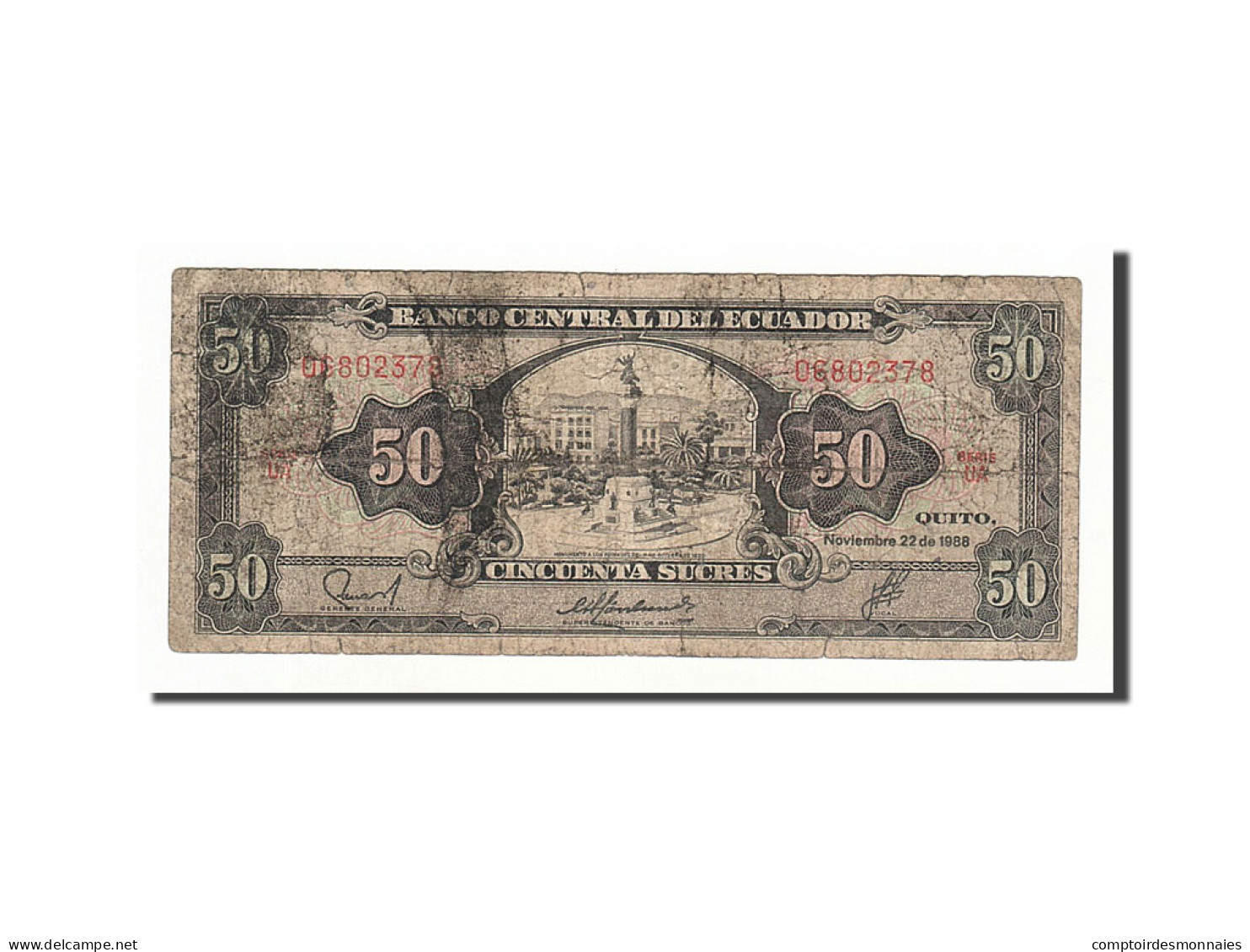 Billet, Équateur, 50 Sucres, 1988-11-22, KM:122a, B+ - Ecuador