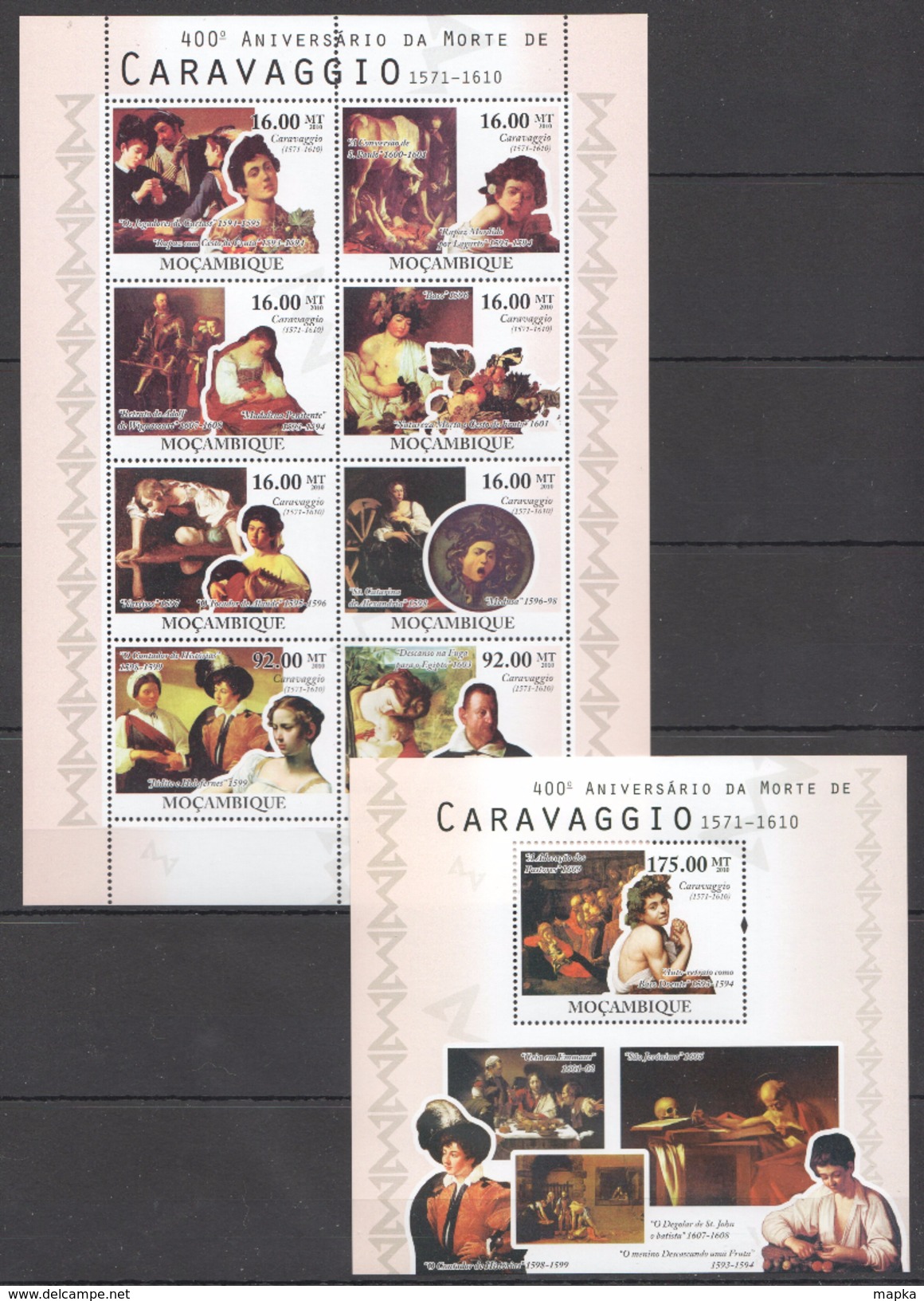 B279 2010 MOCAMBIQUE ART DA MORTE DE CARAVAGGIO 1KB+1BL MNH - Sonstige & Ohne Zuordnung