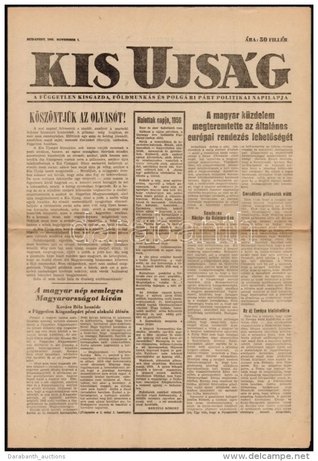 1956 A Kis &Uacute;js&aacute;g November Elsejei Sz&aacute;ma, Benne A Forradalom H&iacute;reivel - Ohne Zuordnung