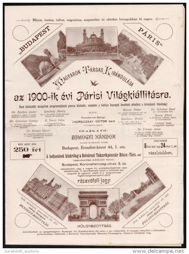 1900 Budapest P&aacute;rizs Magyarok T&aacute;rsas Kir&aacute;ndul&aacute;sa Az 1900-ik &eacute;vi P&aacute;risi... - Ohne Zuordnung