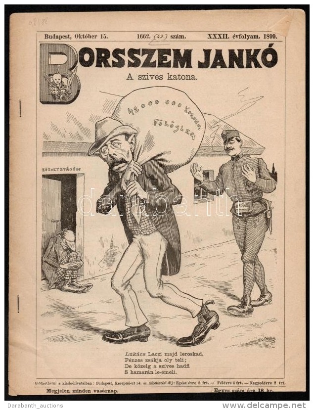 1899 Borsszem Jank&oacute; XXXII. &eacute;vf., 1662. (42.) Sz&aacute;ma, Kiss&eacute; Szakadt, Jav&iacute;tott,... - Ohne Zuordnung