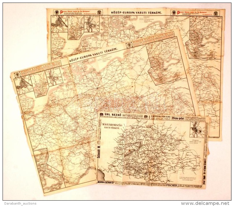 Cca 1920 3 Db Eur&oacute;pai K&ouml;zleked&eacute;si T&eacute;rk&eacute;p / 3 Traffic Maps - Altri & Non Classificati