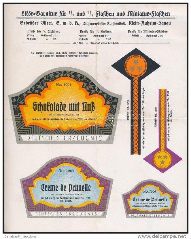 9 Db H&aacute;bor&uacute; ElÅ‘tti N&eacute;met Italc&iacute;mke Terv / Vintage German Beverage Label Essays - Werbung