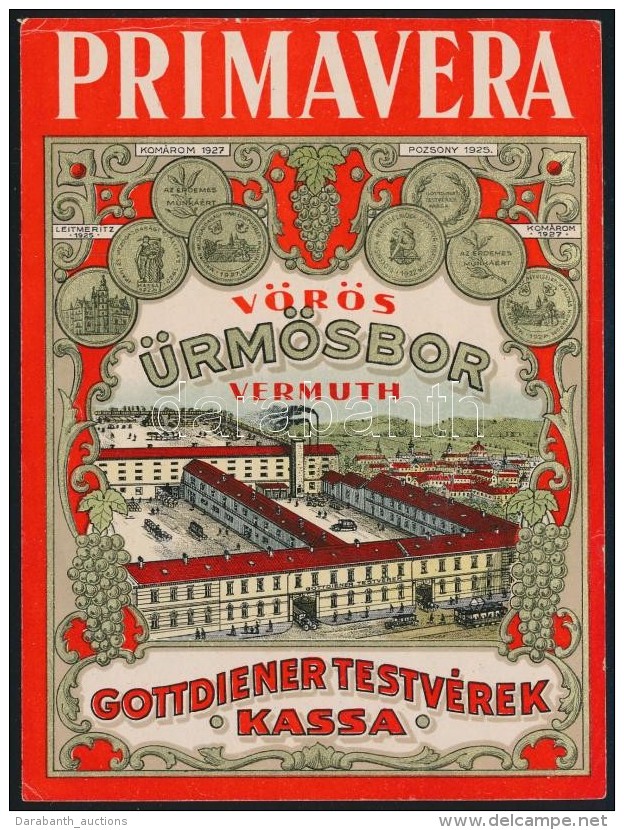 Cca 1920-1930 Primavera V&ouml;r&ouml;s &Uuml;rm&ouml;sbor Italc&iacute;mke, Gottdiener Testv&eacute;rek, Kassa,... - Pubblicitari