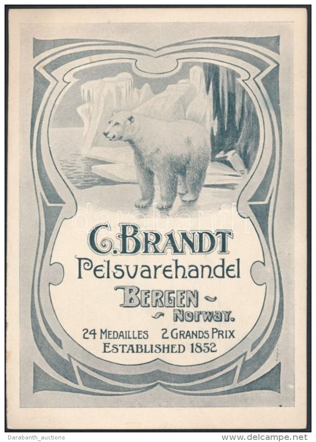 Cca 1910 C. Brandt Norv&eacute;g SzÅ‘rmekeresked&eacute;s Rekl&aacute;mf&uuml;zete, 16,5x12 Cm / C. Brandt Largest... - Werbung