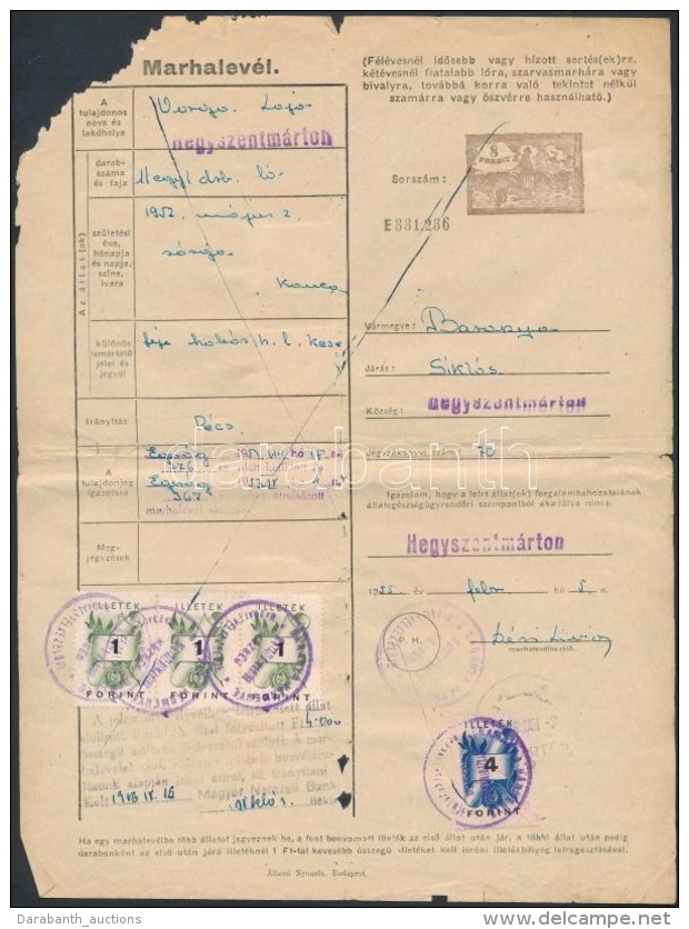 10 Db Marhalev&eacute;l Az 1950-es &eacute;vekbÅ‘l - Ohne Zuordnung