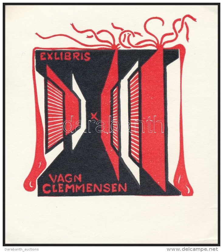Christian W. Bauditz(1936-?): Vagn Clemmensen Ex Libris. Fametszet, Pap&iacute;r, Jelz&eacute;s N&eacute;lk&uuml;l,... - Sonstige & Ohne Zuordnung