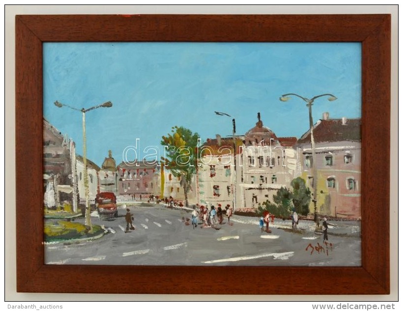 B&aacute;nfi Jelz&eacute;ssel: &Oacute;buda. Olaj, Karton, Keretben, 23&times;33 Cm - Altri & Non Classificati