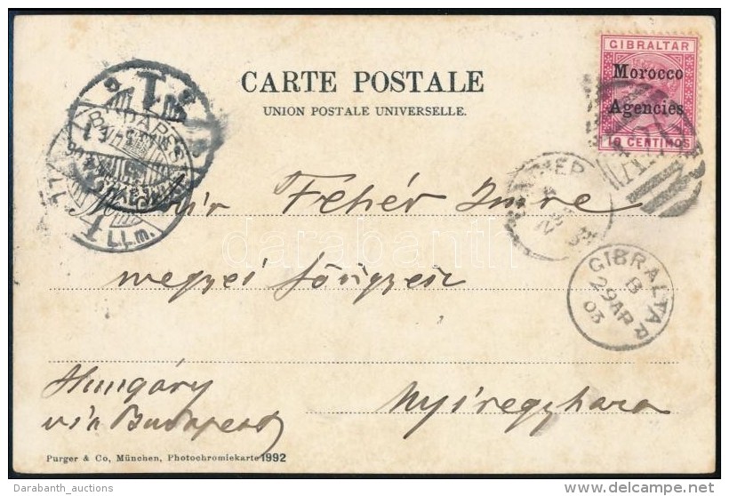 Brit Posta Marokk&oacute;ban 1913 K&eacute;peslap Ny&iacute;regyh&aacute;z&aacute;ra K&uuml;ldve - Sonstige & Ohne Zuordnung