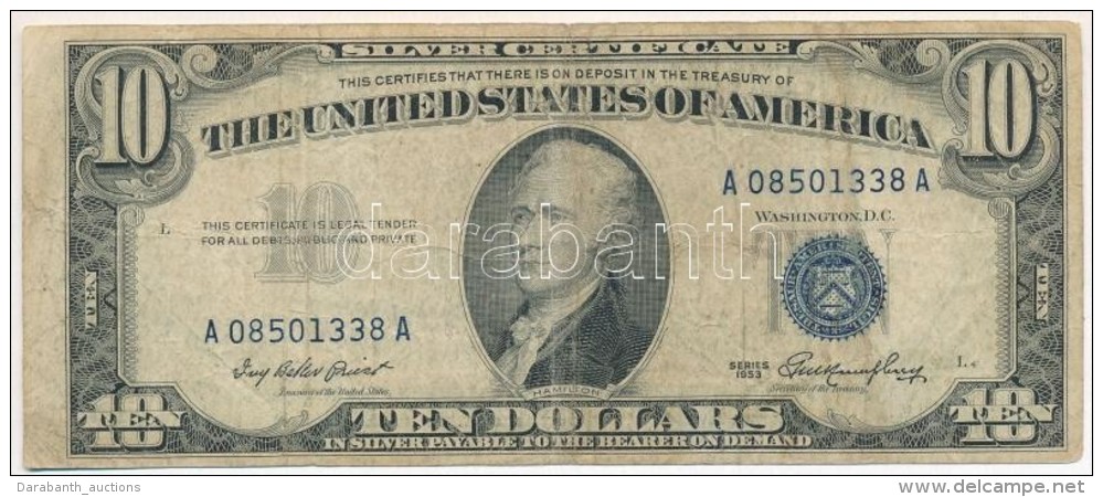 Amerikai Egyes&uuml;lt &Aacute;llamok 1953-1957. (1953A) 10$ 'Silver Certificate - Kism&eacute;retÅ±', K&eacute;k... - Ohne Zuordnung