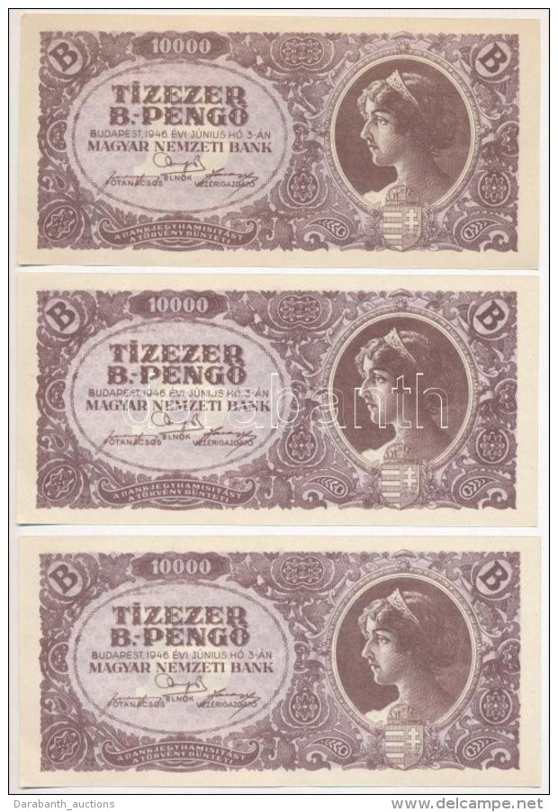 1946. 10.000BP (5x) Ov&aacute;lis Keretben Nyomdai Fest&eacute;kfoltok T:I - Non Classificati