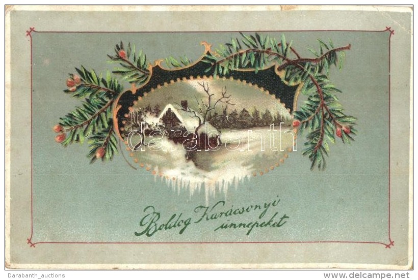 T2/T3 'Boldog Kar&aacute;csonyi &Uuml;nnepeket!' / Christmas Greeting Card, HWB Ser. 4331., Litho (EK) - Ohne Zuordnung