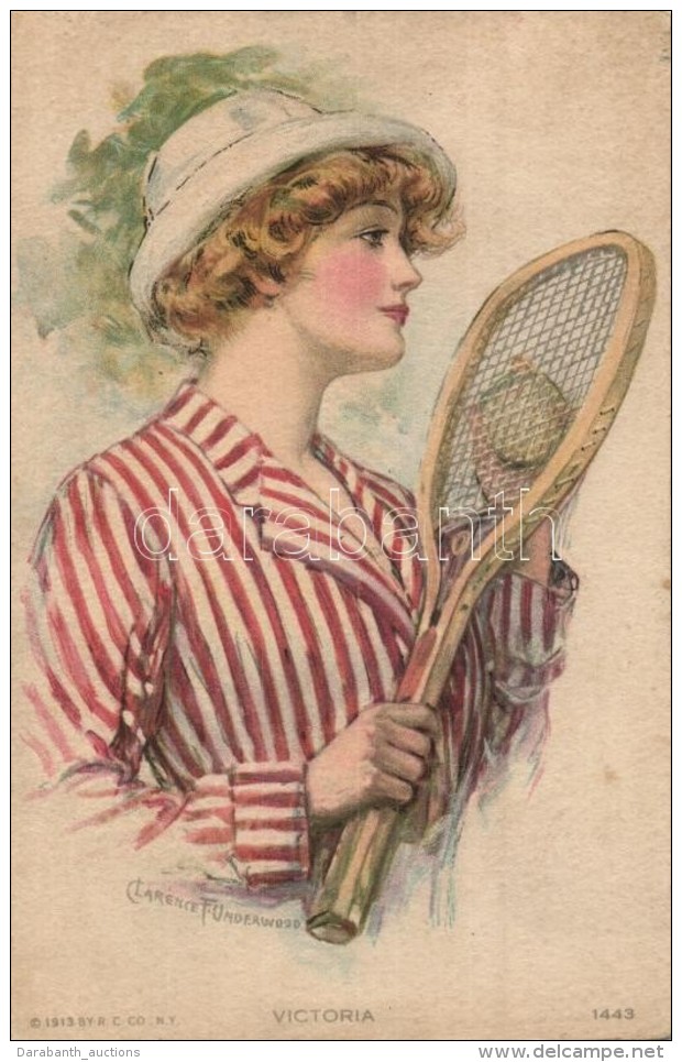 T2 Victoria / Romantic Tennis Playing Lady. R. C. Co.1443. S: Clarence F. Underwood - Ohne Zuordnung