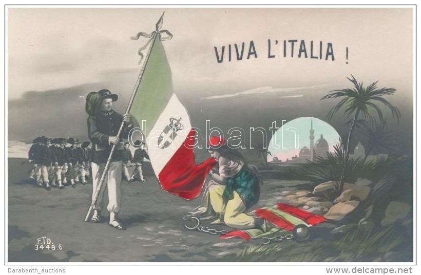 ** T1/T2 Viva L'Italia! / Italian Propaganda Card For The Occupation Of Libya - Non Classificati