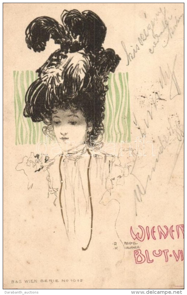 * T2/T3 1899 Wiener Blut VI. Art Nouveau Litho, B &amp; S Wien Serie No. 1042 S: Raphael Kirchner (Rb) - Ohne Zuordnung