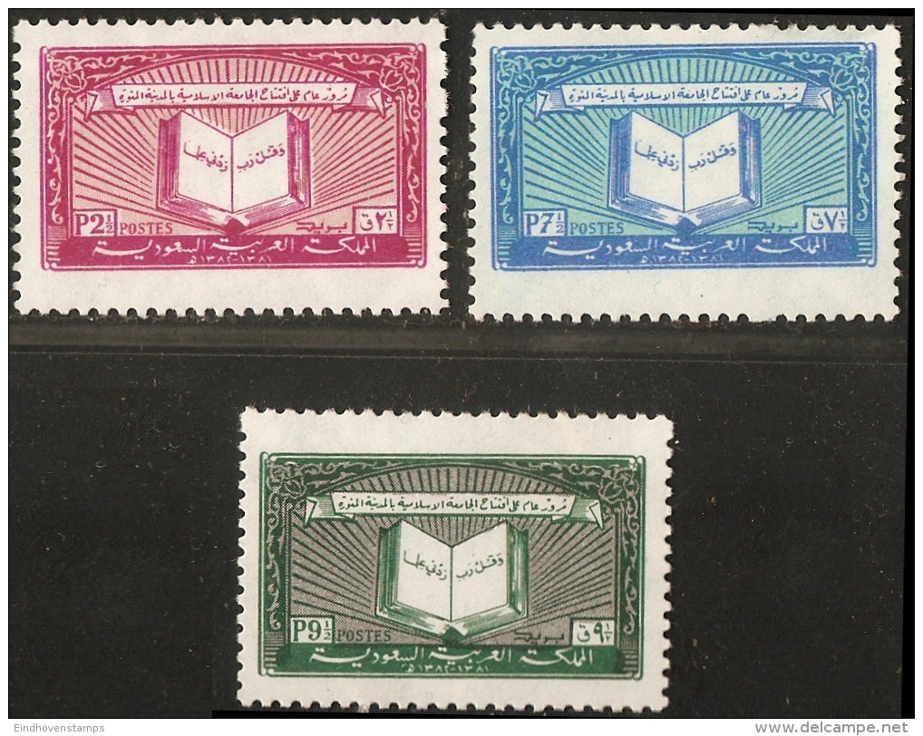 Saudi Arabia 1963 Islamic University  Medina 3 Values MNH Book Koran - Arabie Saoudite