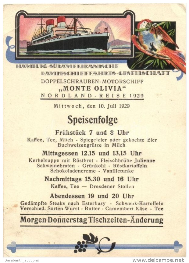 * T3 Hamburg-S&uuml;damerikanische Dampfschiffahrts-Gesellschaft, Monte Olivia Nordland-Reise 1929 / German... - Unclassified
