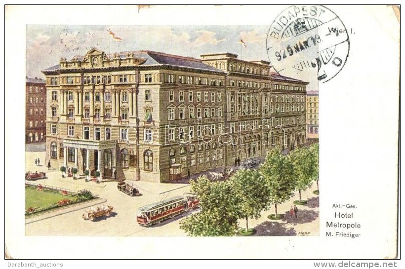 T2/T3 Vienna, Wien I. Hotel Metropole, Automobiles, Tram S: Bienert (kis Szakad&aacute;s / Small Tear) - Non Classificati