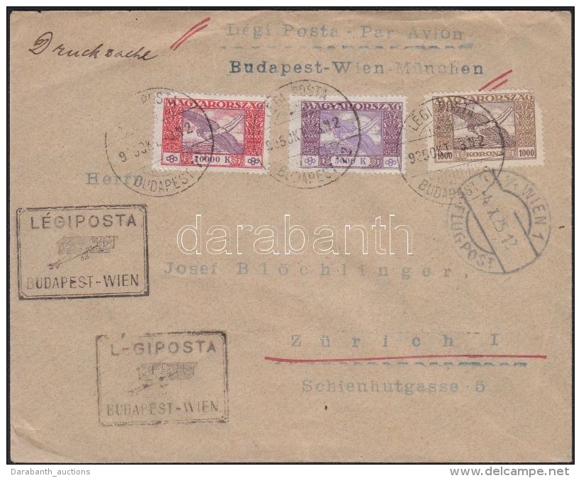 1925 (16. D&iacute;jszab&aacute;s) L&eacute;gi Lev&eacute;l Z&uuml;richbe / Airmail Cover To Z&uuml;rich Via Vienna - Other & Unclassified