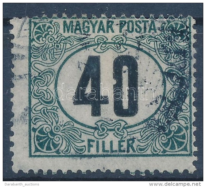 O 1920 Magyar Posta Port&oacute; 40f, T&ouml;r&eacute;s A ,,0'-ban - Other & Unclassified