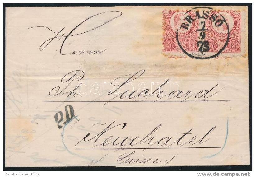1873 R&eacute;znyomat 5kr P&aacute;r Lev&eacute;len Sv&aacute;jcba / Mi 10 Pair On Cover To Switzerland... - Other & Unclassified