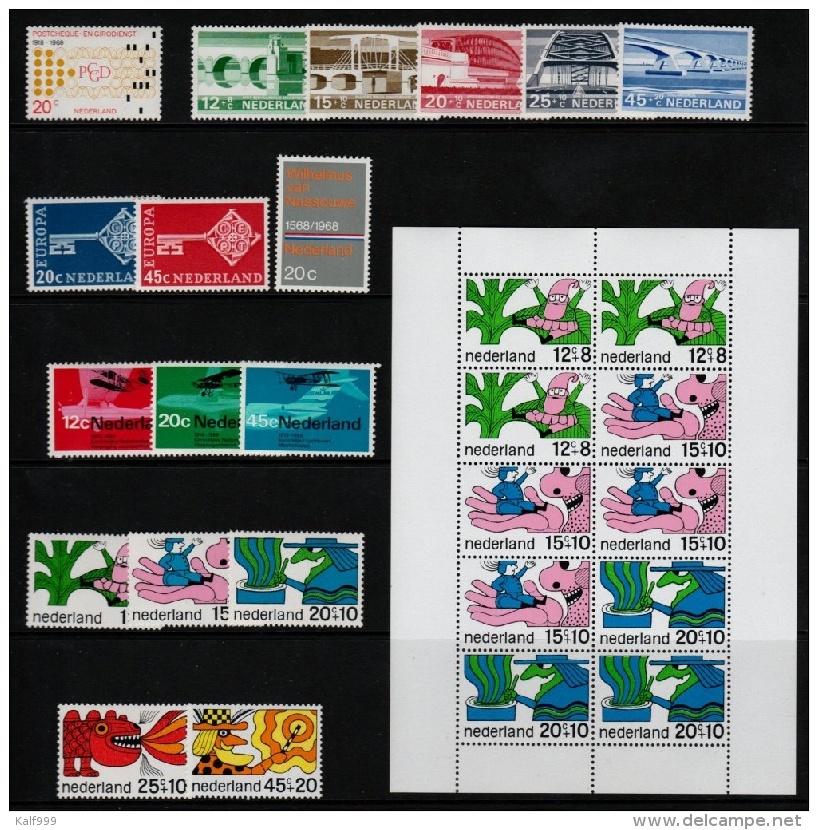 ~~~ Netherlands 1968 - Complete Year Set / Compleet Jaar - NVPH 900/917  ** MNH ~~~ - Full Years