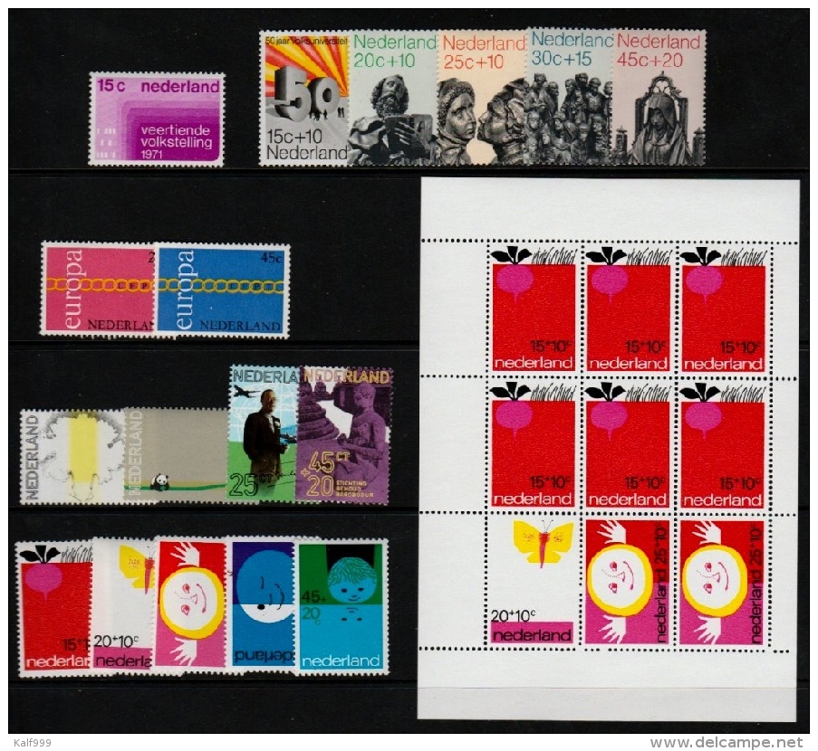 ~~~ Netherlands 1971 - Complete Year Set / Compleet Jaar - NVPH 984/1001  ** MNH ~~~ - Annate Complete