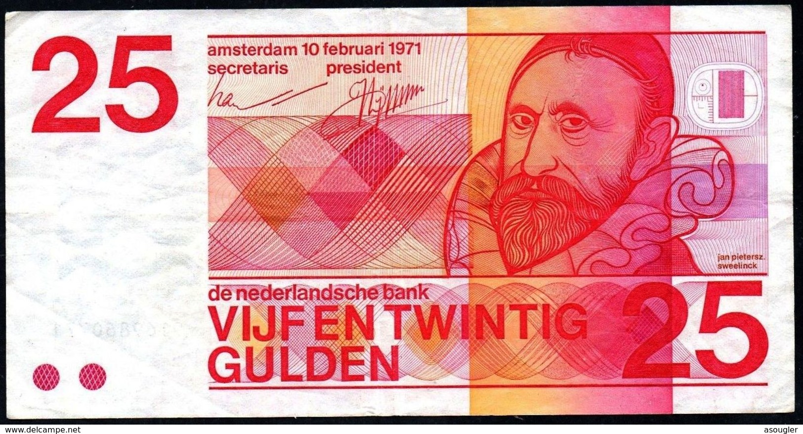 Netherlands 25 Gulden 1971 VF P-92a - 25 Gulden