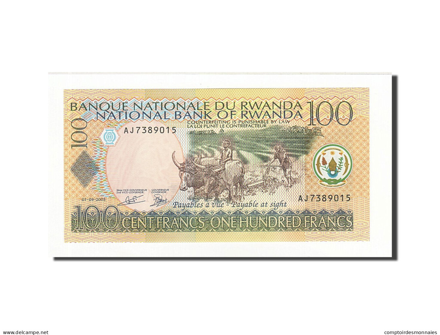 Billet, Rwanda, 100 Francs, Undated (2003), 2003-09-01, KM:29b, NEUF - Ruanda