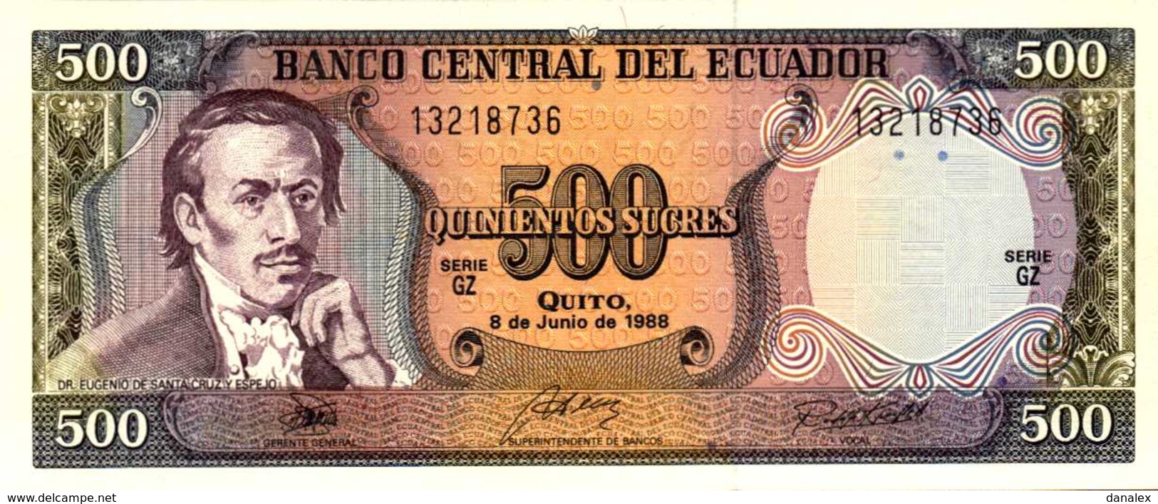 EQUATEUR 500 SUCRES Du 8-6-1988 Pick 124A   UNC/NEUF - Equateur
