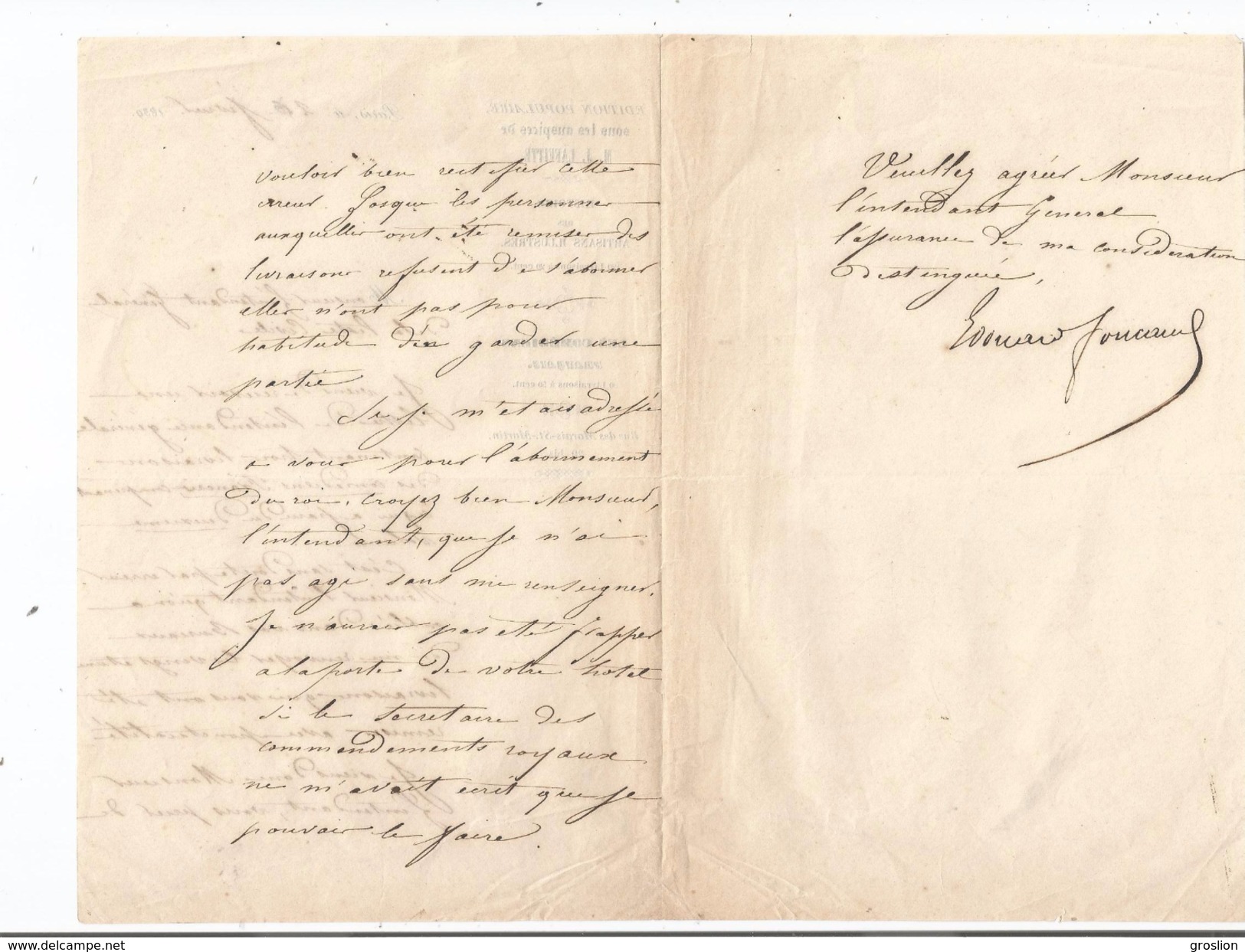 EDOUARD FOUCAUD ECRIVAIN LETTRE A SIGNATURE 1839 (PARLES DE SON LIVRE LES COMEDIENS FRANCAIS DE 1839) - Autres & Non Classés