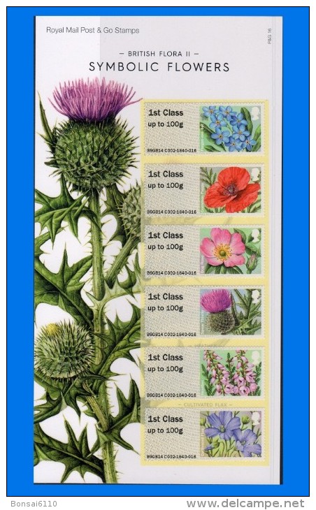 GB 2014-0054, Symbolic Flowers, Set (6V) MNH - Post & Go (distributeurs)