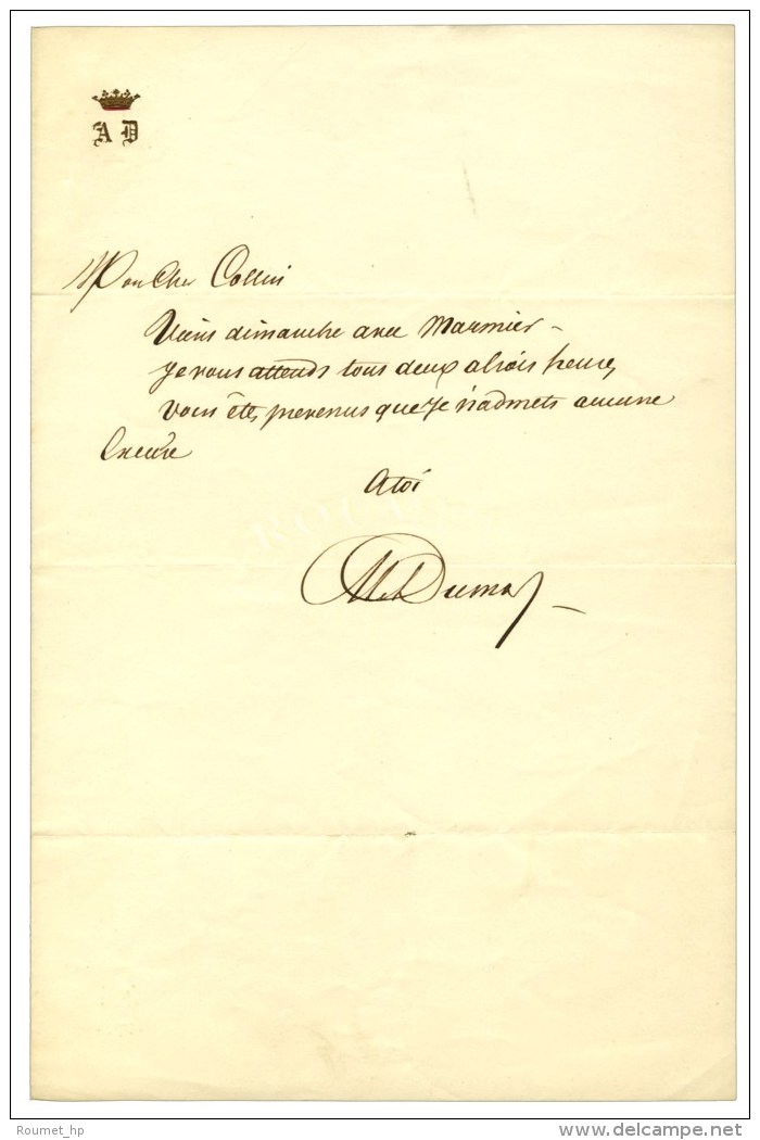 DUMAS Alexandre P&egrave;re (1802-1870), &eacute;crivain Et Homme De Th&eacute;&acirc;tre. - Autres & Non Classés