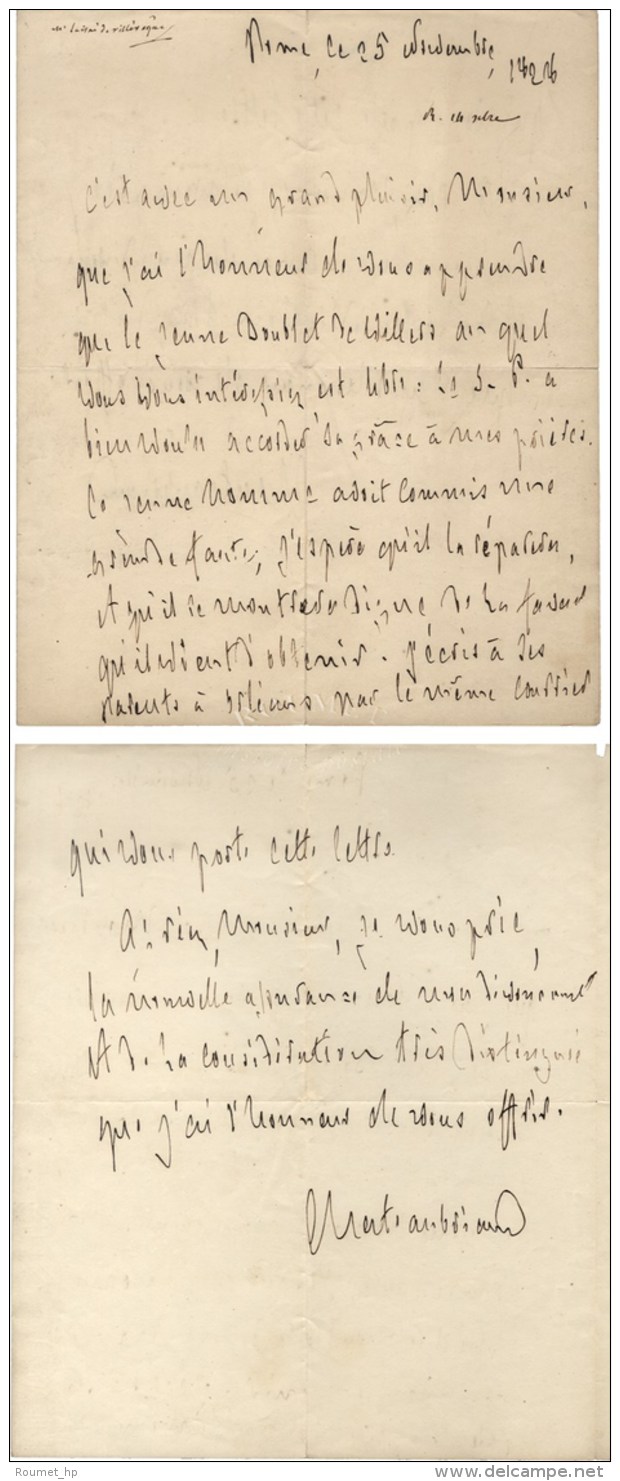 CHATEAUBRIAND Fran&ccedil;ois Ren&eacute; Vicomte De (1768-1848), &eacute;crivain, Homme Politique. - Autres & Non Classés