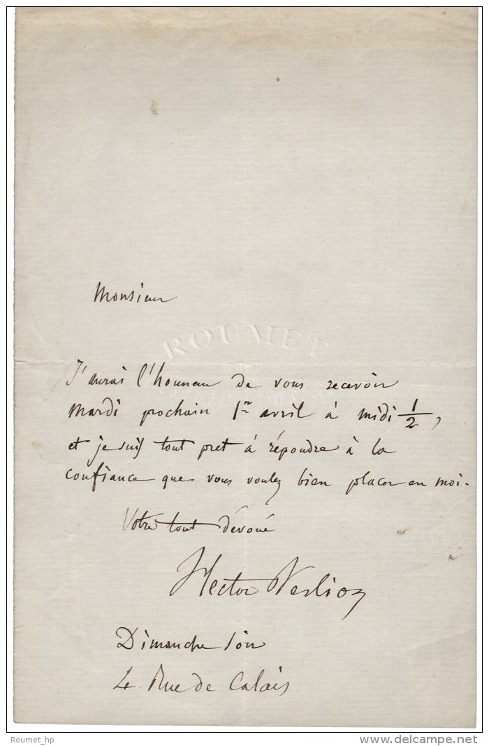 BERLIOZ Hector (1803-1869), Compositeur Et Chef D'orchestre. - Autres & Non Classés