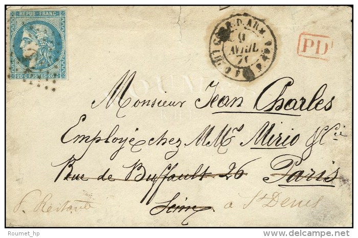 Lettre Remise &agrave; L'escale De Dakar Pour Paris, Redirig&eacute;e Vers St Denis, En Raison De La Commune De... - Guerre De 1870