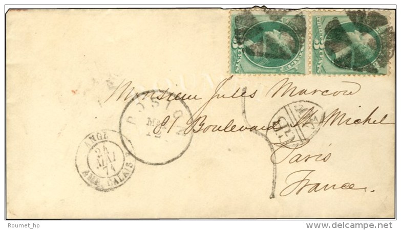 Lettre Insuffisamment Affranchie Des Etats-Unis Pour Paris. C&agrave;d BOSTON 12 MAI 71 / TP US 3 C. (2) Marque... - Guerre De 1870