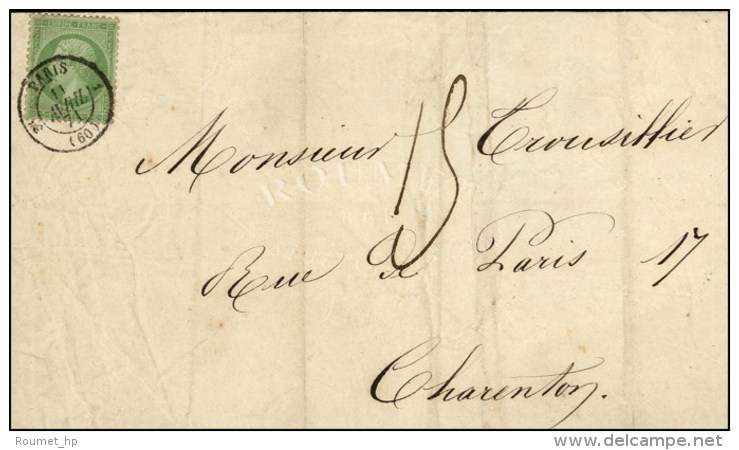 C&agrave;d De Rayon 3e PARIS 1 (60) 11 AVRIL 1871 / N&deg; 20 Sur Imprim&eacute; Insuffisamment Affranchi Pour... - Guerre De 1870
